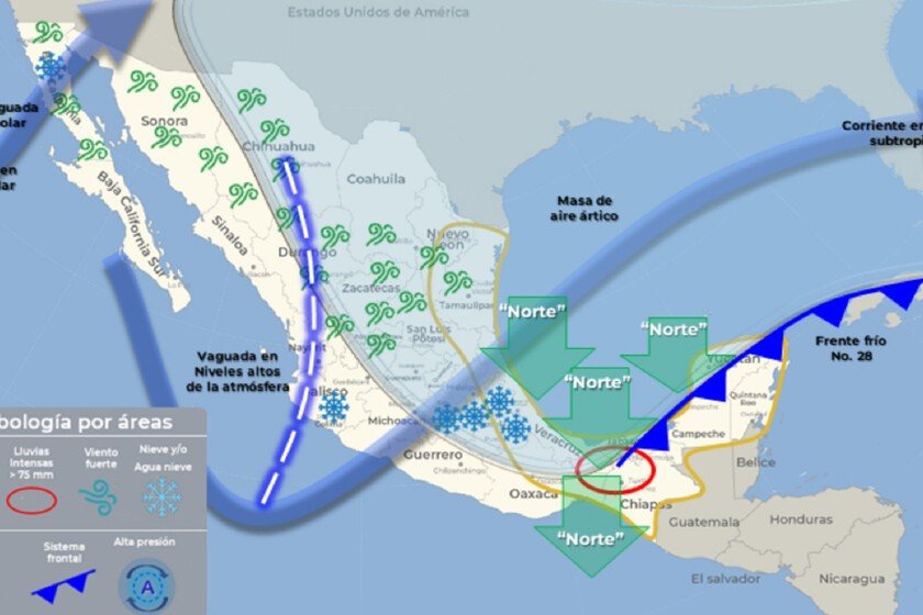Clima en México hoy: Frente Frío 28 trae heladas, lluvias y temperaturas extremas este 15 de enero