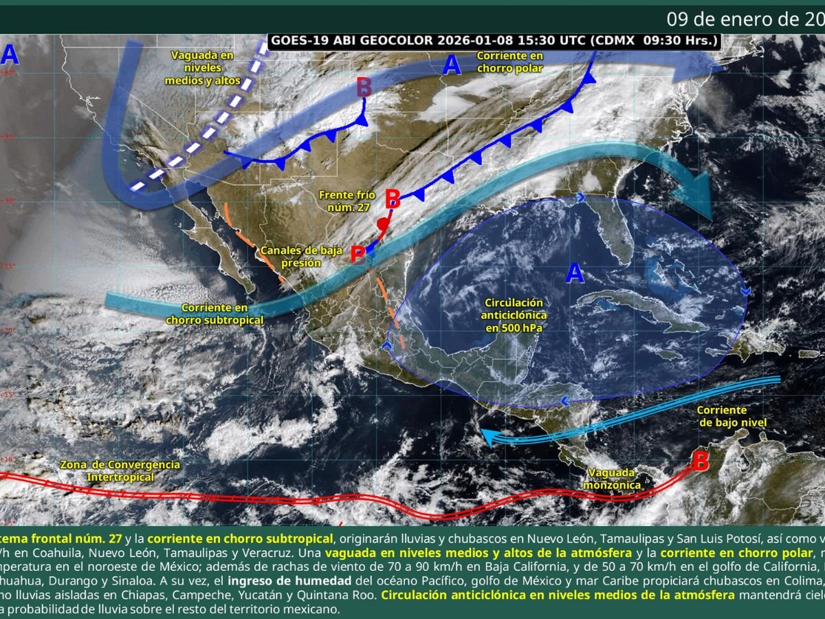 El Clima en México en Enero 2026: Frío Invernal, Lluvias y Alertas por Frentes Fríos