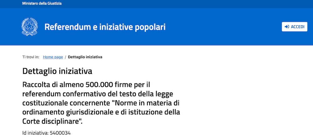 Raccolta firme referendum giustizia: superate le 500.000 sottoscrizioni contro la riforma Nordio