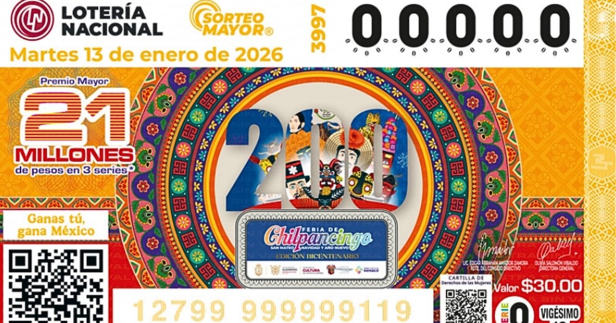 Resultados del Sorteo Mayor 3997 de la Lotería Nacional: Números Ganadores y Detalles del 13 de Enero de 2026