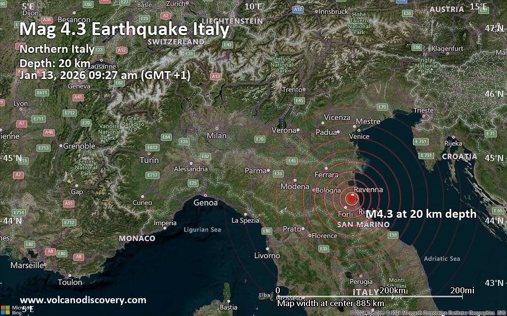 Terremoto a Ravenna: due scosse di magnitudo 4.3 e 4.1 colpiscono l'Emilia-Romagna