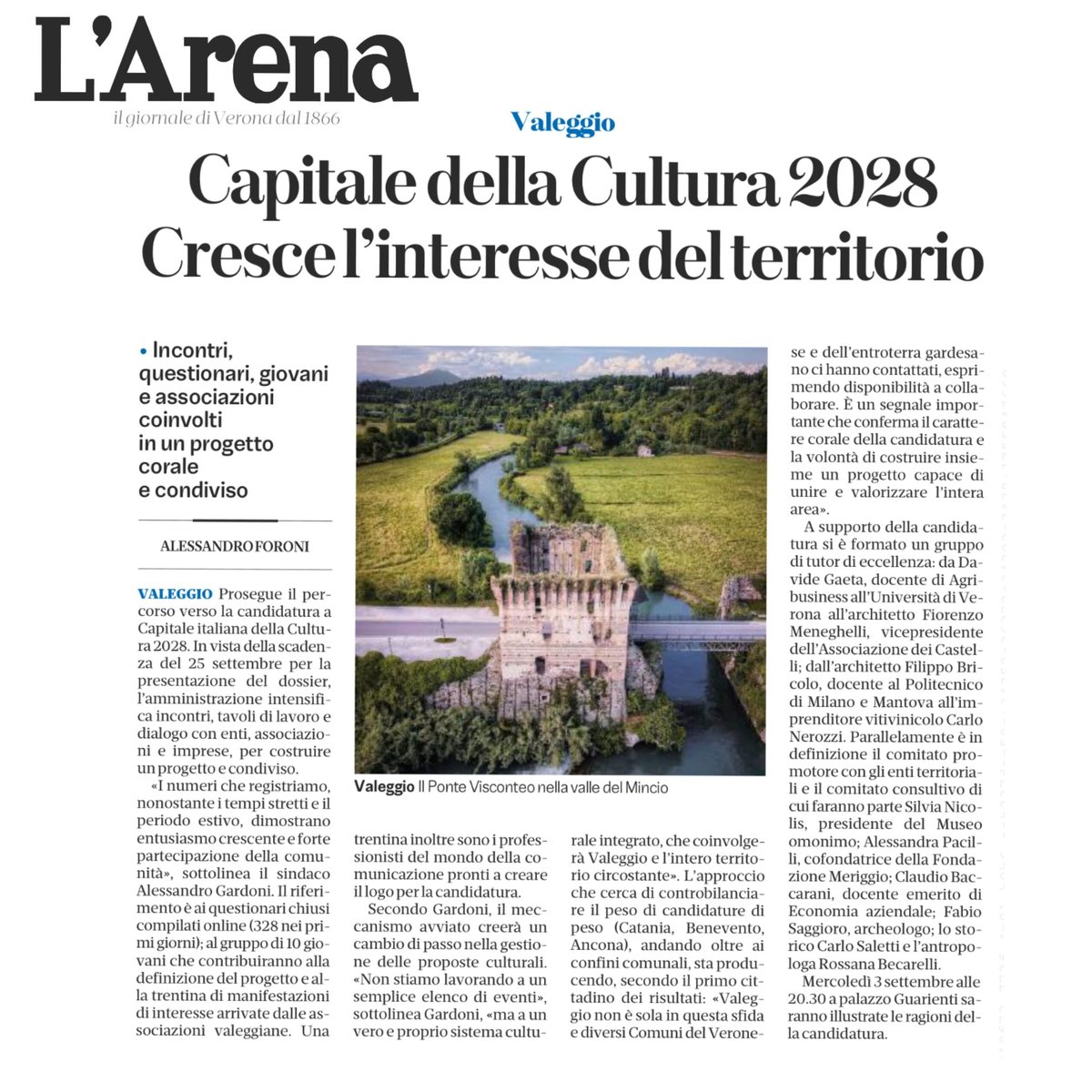 Valeggio sul Mincio: l'ambiziosa candidatura alla Capitale Italiana della Cultura 2028 e la delusione delle finali